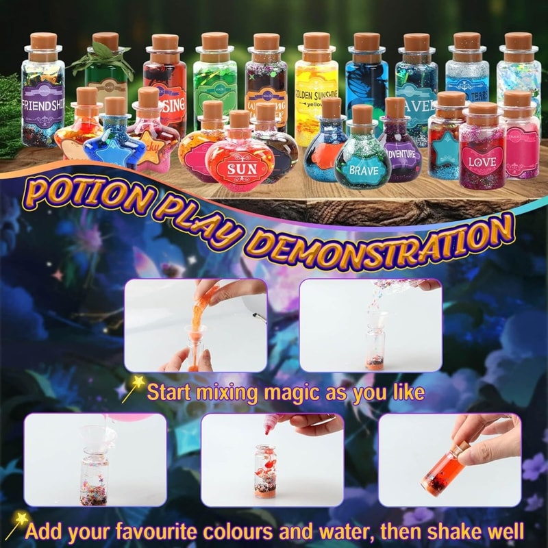 DIY Fairy Magic Potions Kit for Kids, Mixed Wizard Potion Bottles, Christmas Craft, Birthday Gifts for Girls Princess My