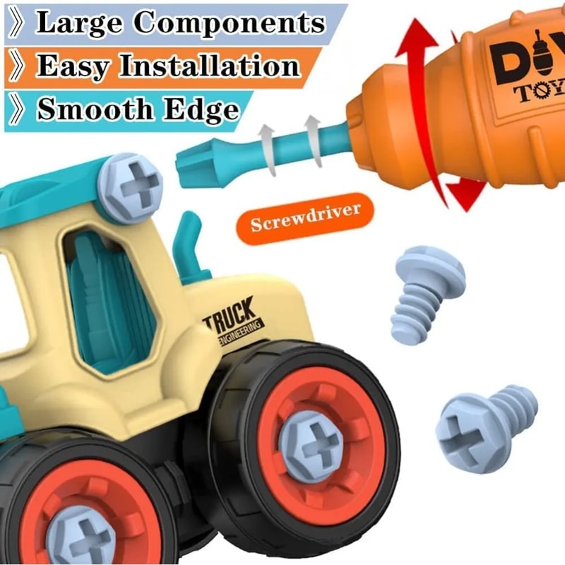 DIY Take Apart Car Toys for Boys, Engineering Construction Truck, Excavator Crane Vehicle, Educational Building Gift