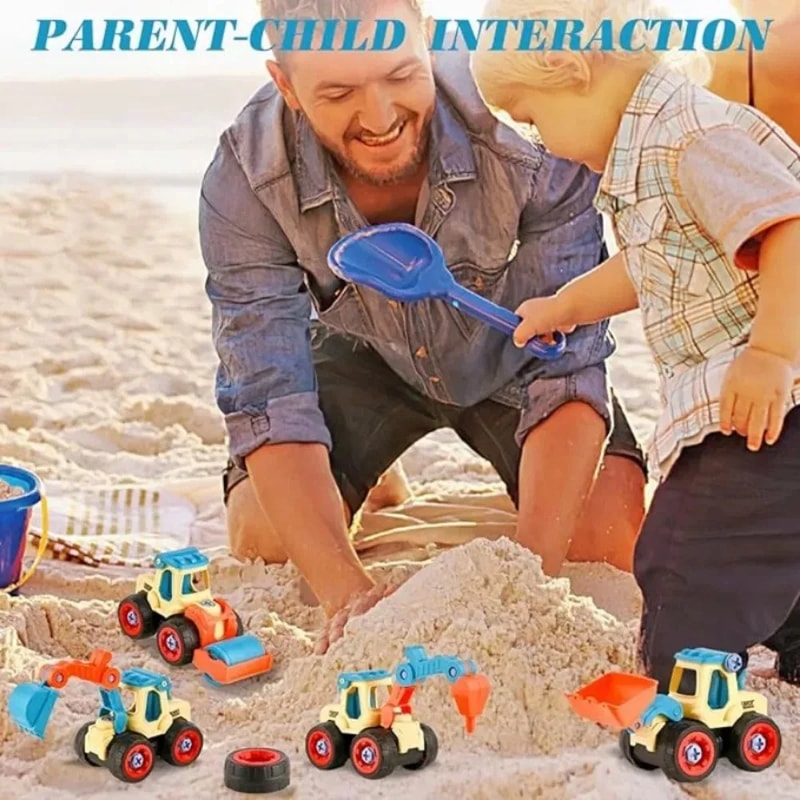DIY Take Apart Car Toys for Boys, Engineering Construction Truck, Excavator Crane Vehicle, Educational Building Gift