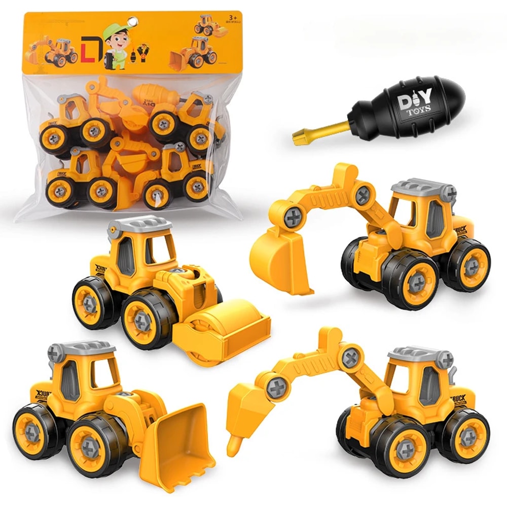 DIY Take Apart Car Toys for Boys, Engineering Construction Truck, Excavator Crane Vehicle, Educational Building Gift