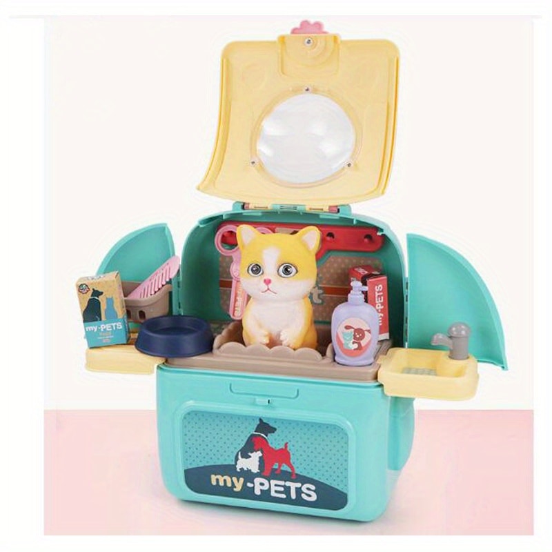 Doctor Pretend Play Pet Care Set, Vet Dog Grooming Toys, Puppy Dog Carrier Kit for Kids