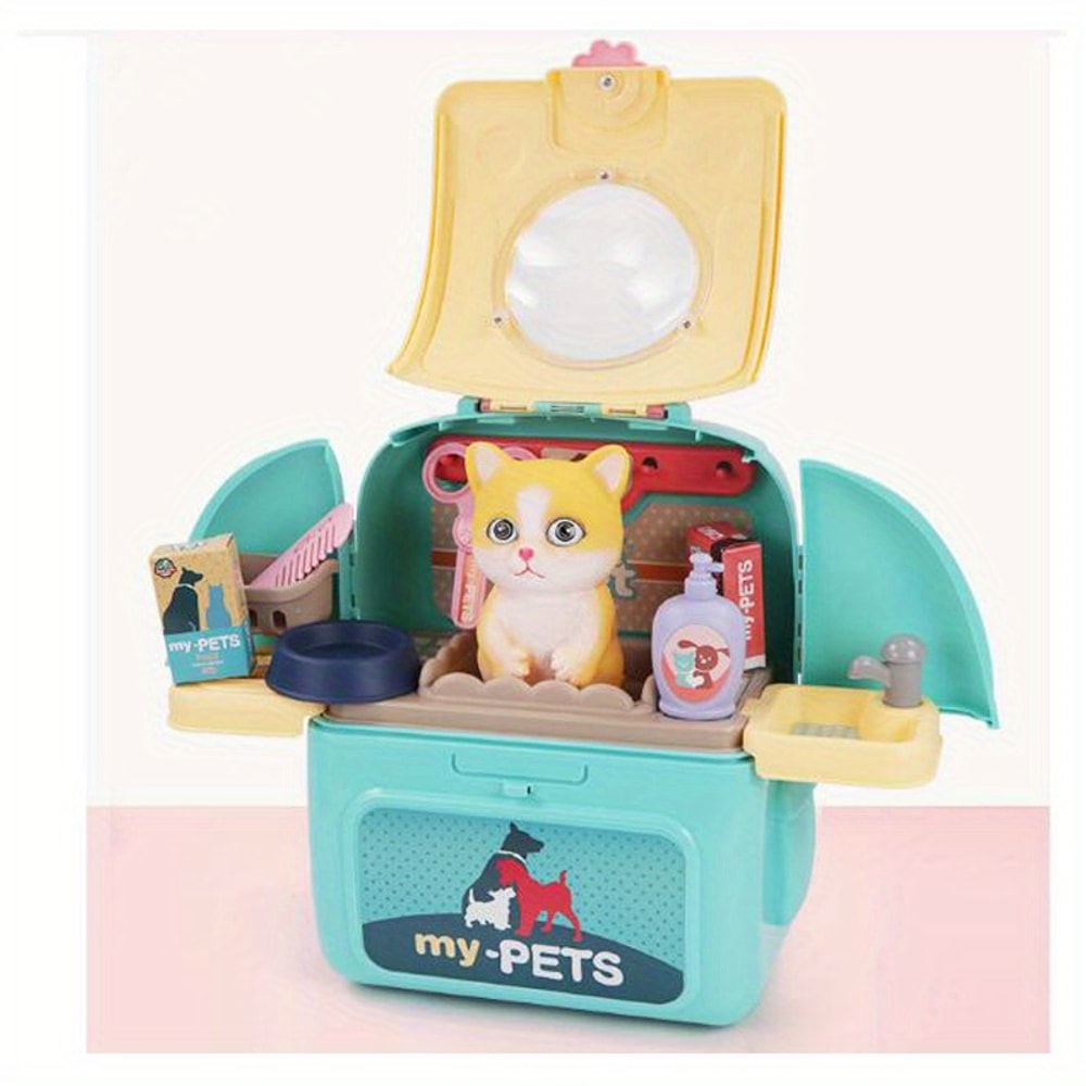 Doctor Pretend Play Pet Care Set, Vet Dog Grooming Toys, Puppy Dog Carrier Kit for Kids