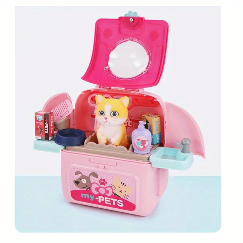 Doctor Pretend Play Pet Care Set, Vet Dog Grooming Toys, Puppy Dog Carrier Kit for Kids