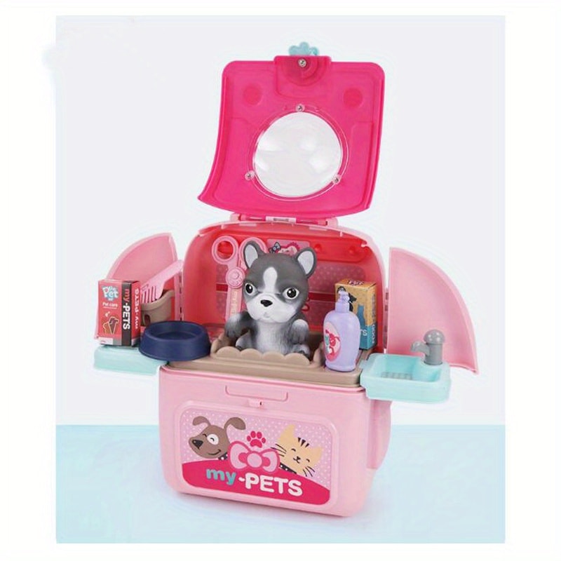 Doctor Pretend Play Pet Care Set, Vet Dog Grooming Toys, Puppy Dog Carrier Kit for Kids