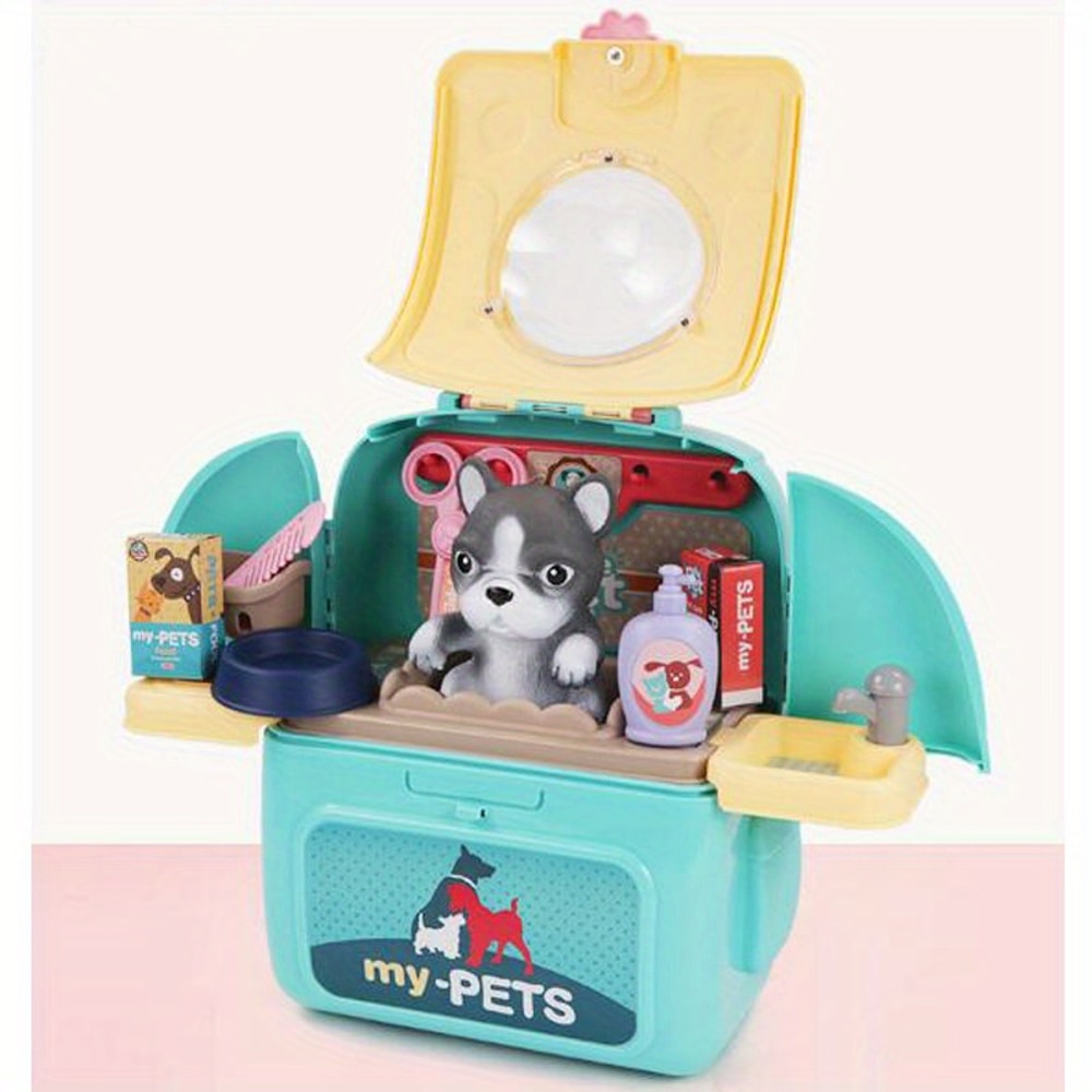 Doctor Pretend Play Pet Care Set, Vet Dog Grooming Toys, Puppy Dog Carrier Kit for Kids