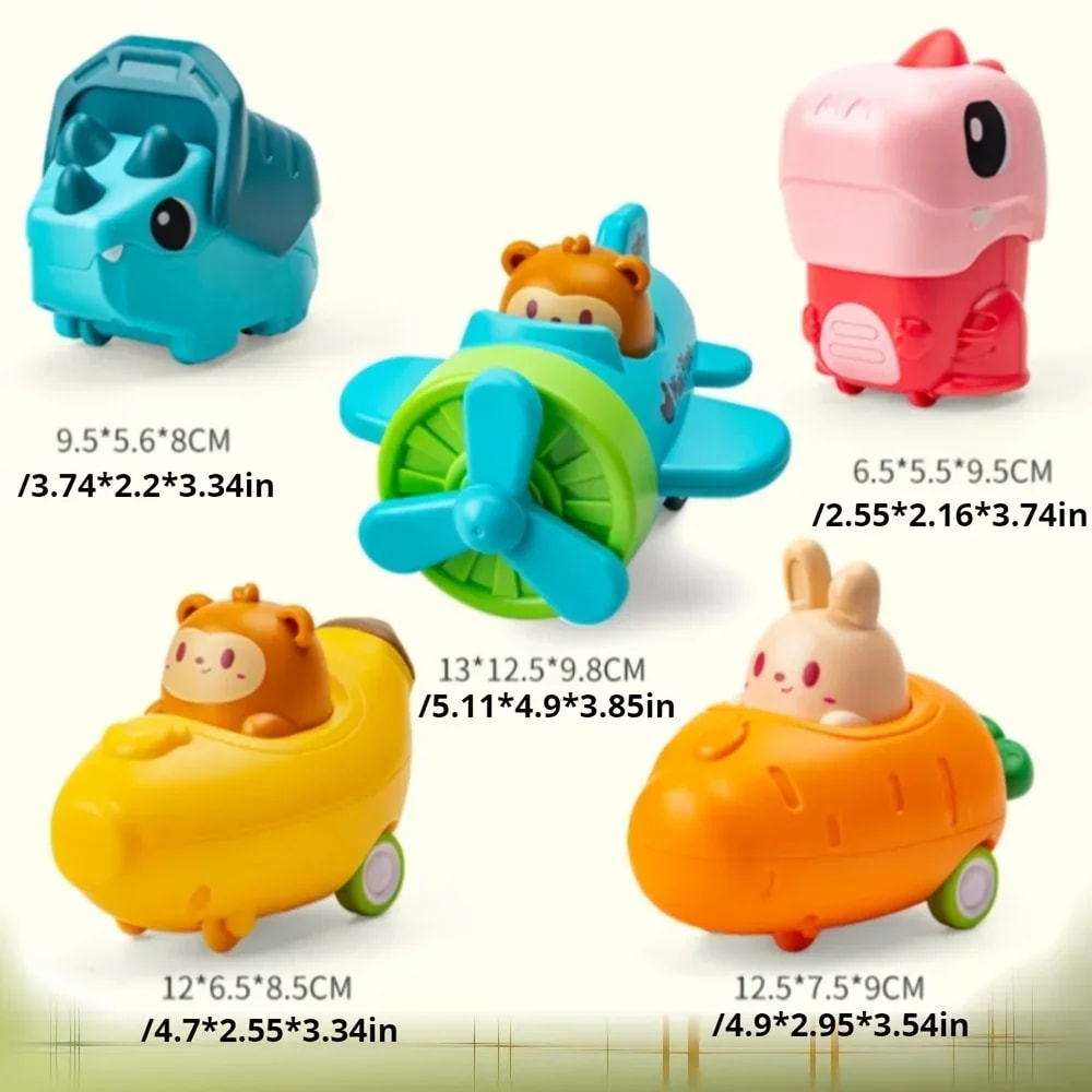 Toddler Press and Go Toy Cars, Wind-up Cars, Baby Animal Vehicles, Bunny Rabbit, Airplane for Easter for Kids