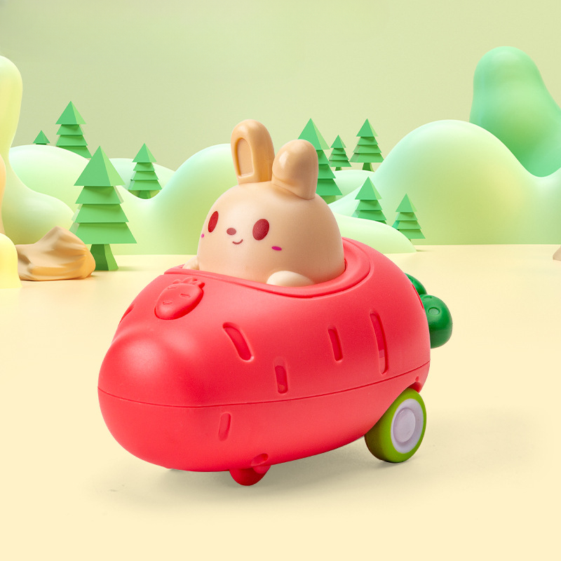 Toddler Press and Go Toy Cars, Wind-up Cars, Baby Animal Vehicles, Bunny Rabbit, Airplane for Easter for Kids