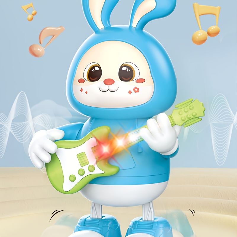 Walking Singing Bunny, Musical Dancing Rabbit Toy with Guitar, Moving Toys for Baby with Music & Lights, Easter Gift