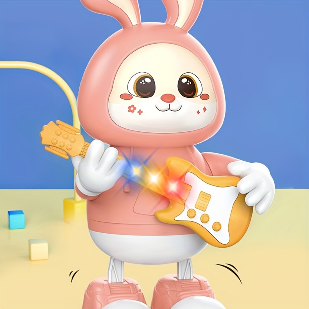 Walking Singing Bunny, Musical Dancing Rabbit Toy with Guitar, Moving Toys for Baby with Music & Lights, Easter Gift