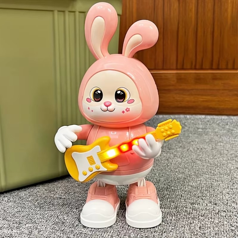 Walking Singing Bunny, Musical Dancing Rabbit Toy with Guitar, Moving Toys for Baby with Music & Lights, Easter Gift
