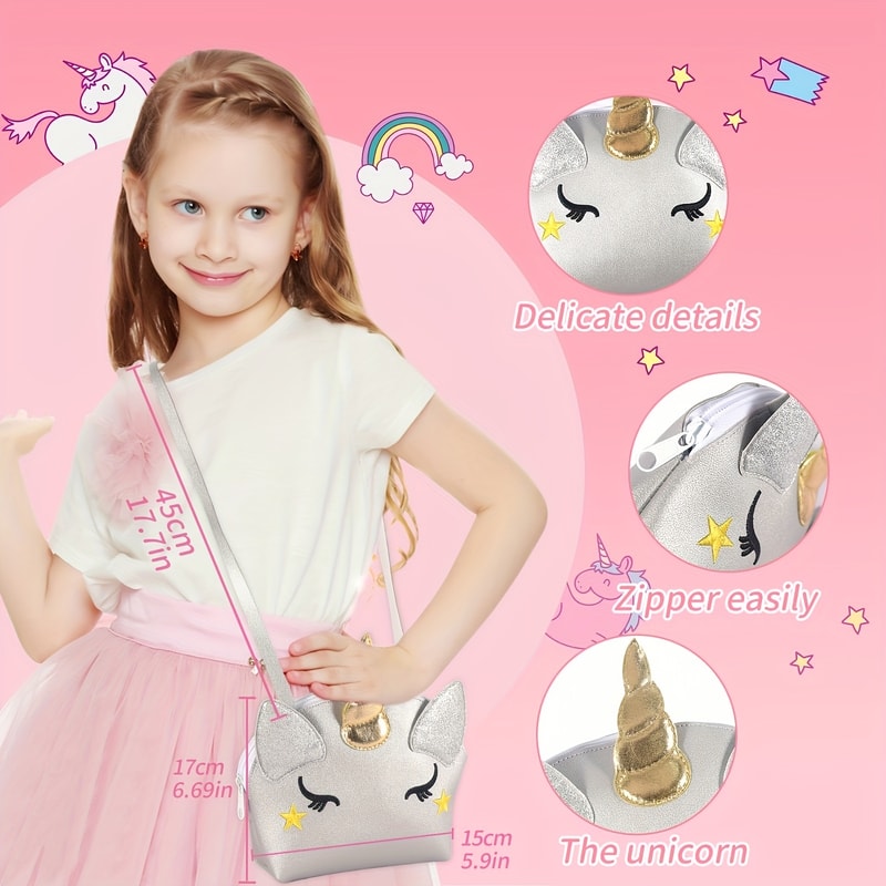 Toddler Makeup Kit, Girl Pretend Makeup for Little Girls with Unicorn Purse Bag
