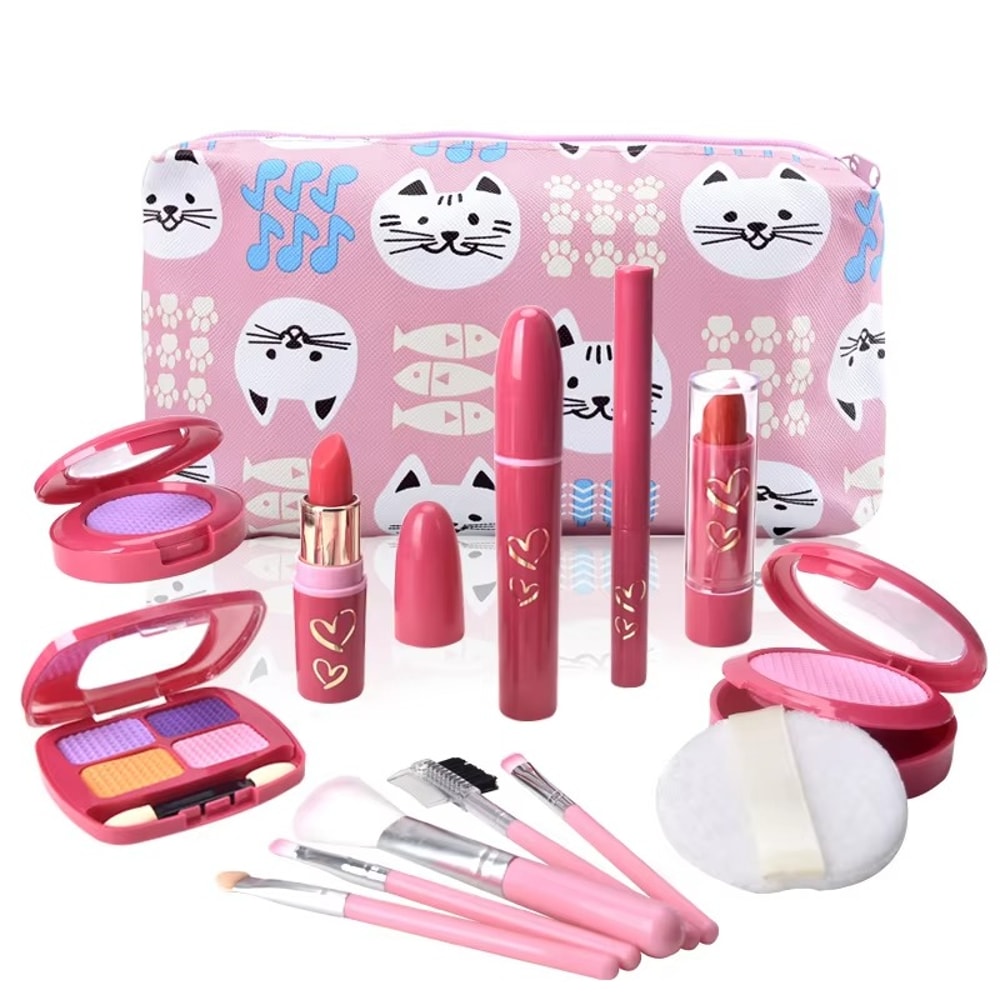 Toddler Makeup Kit, Girl Pretend Makeup for Little Girls with Unicorn Purse Bag