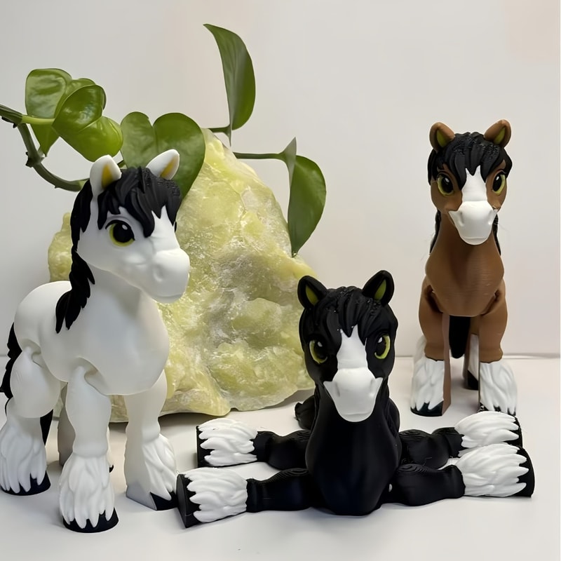 Flexible Printed Horse Pony Model Movable Joints Animal Toy Statue For Stress Relief And Fidgeting 0