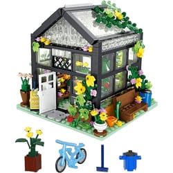 city street greenhouse building block, flower house building set with led lights, toy garden decor for adults