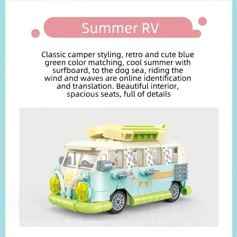 Holiday RV City Camper Van Building Set Camping Vehicles Toy Creative Adventure Birthday Gift For B 4