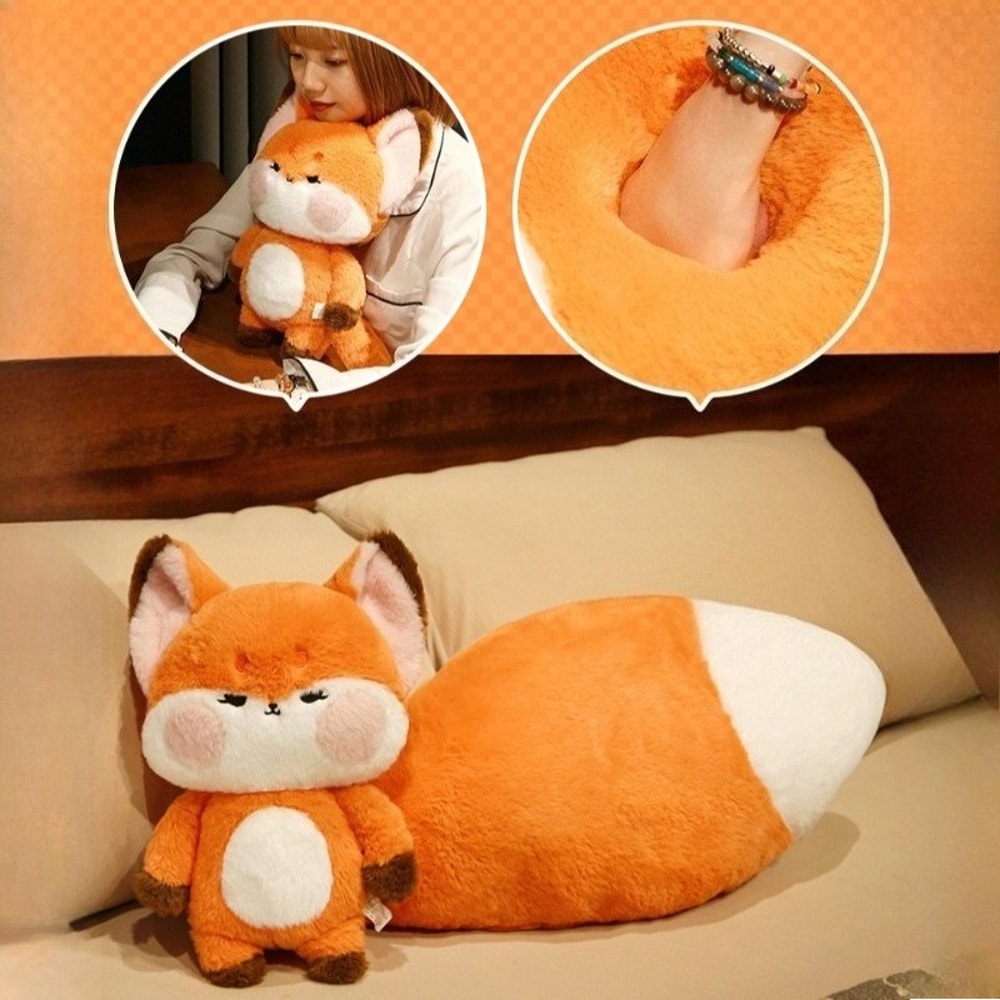 Soft Fox Plush Toy Doll with Big Tail, Stuffed Animal for Kids, Boys, Girls, Adults, Birthday Gift Plush Pillow