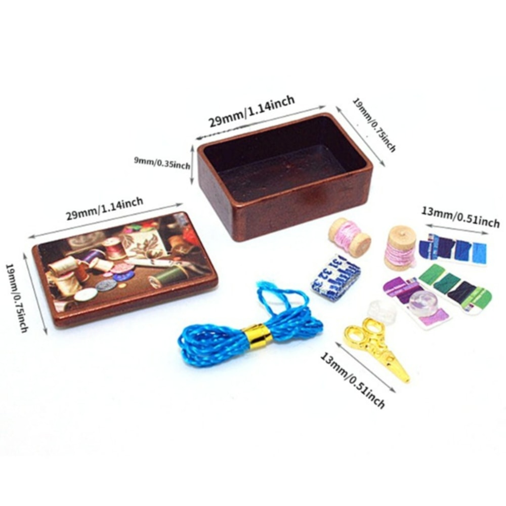 Die-cast Metal Mini Sewing Box, Model Dollhouse Accessories, Pretend Play Toy for Kids