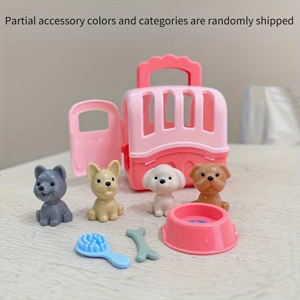 Dog Grooming Toys with Puppy Carrier, Pet Care Play Set for Toddler Kids, Educational Toys for Mini Dolls