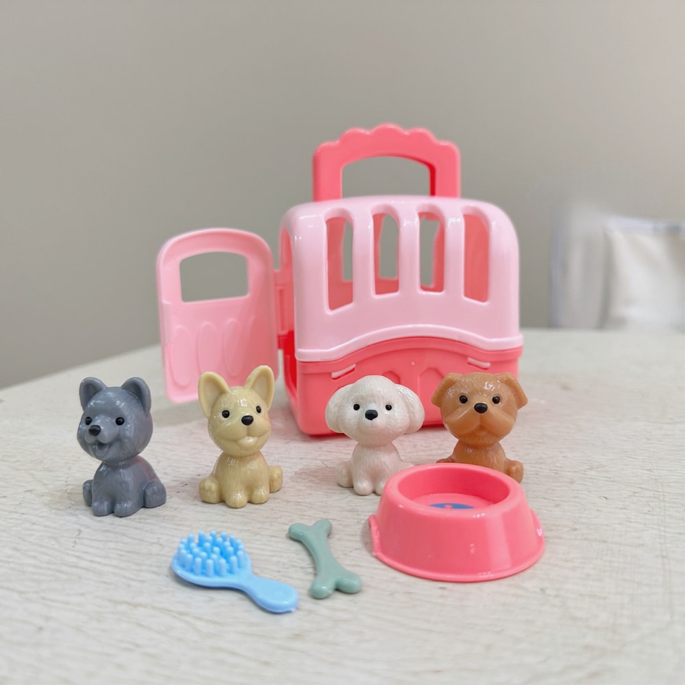 Dog Grooming Toys with Puppy Carrier, Pet Care Play Set for Toddler Kids, Educational Toys for Mini Dolls