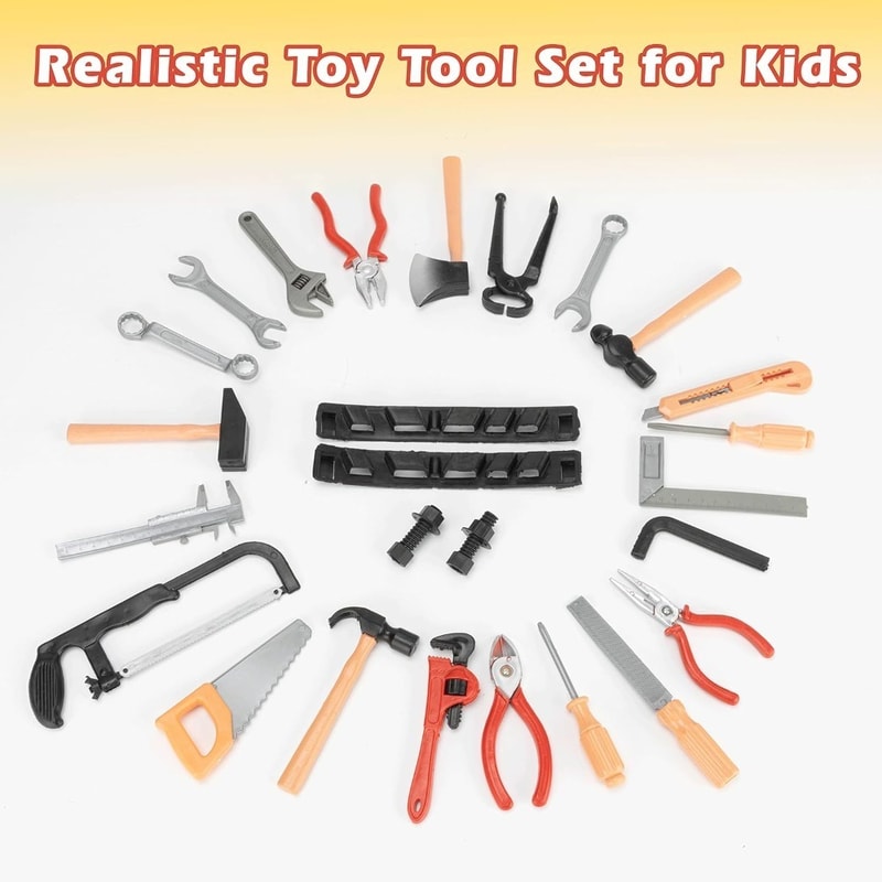 Kids Toys Repair Tools Set for Boy, Safe Plastic Maintenance Tools, Pretend Play Toy with Hammer, Screwdriver, Tongs