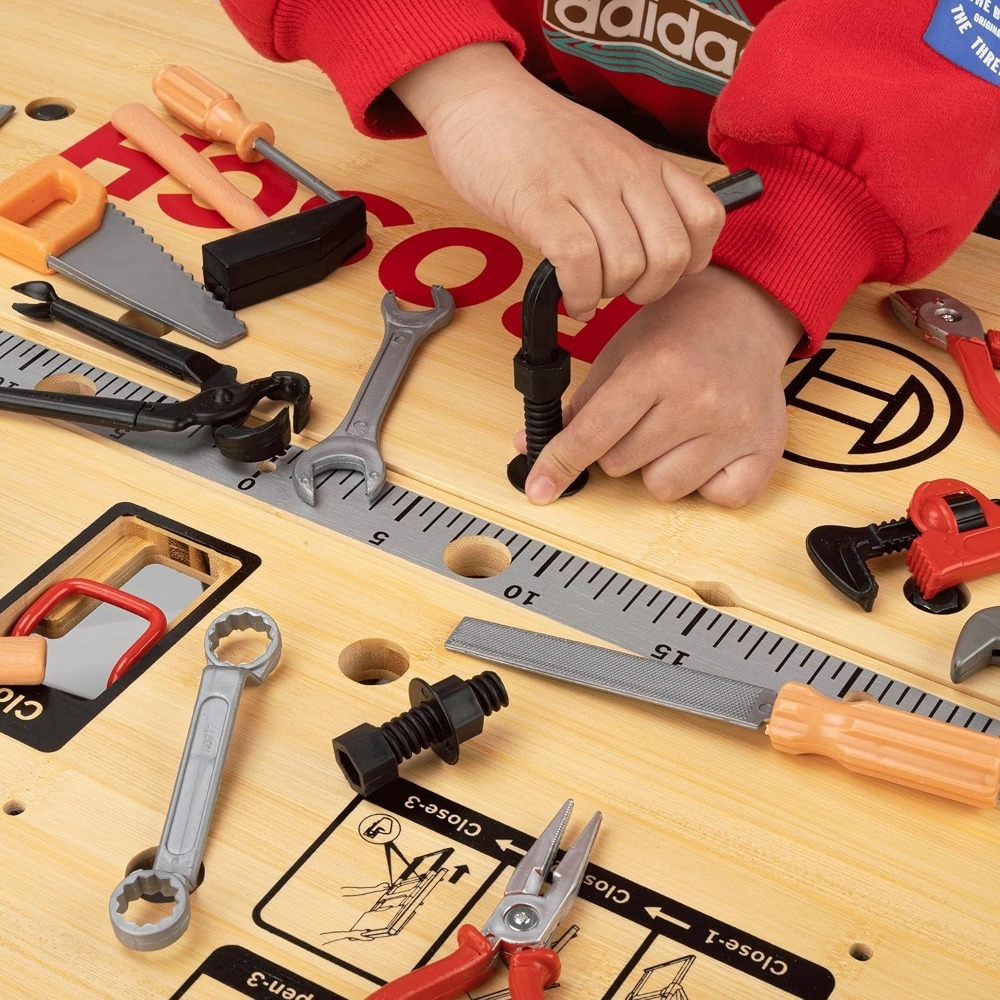 Kids Toys Repair Tools Set for Boy, Safe Plastic Maintenance Tools, Pretend Play Toy with Hammer, Screwdriver, Tongs