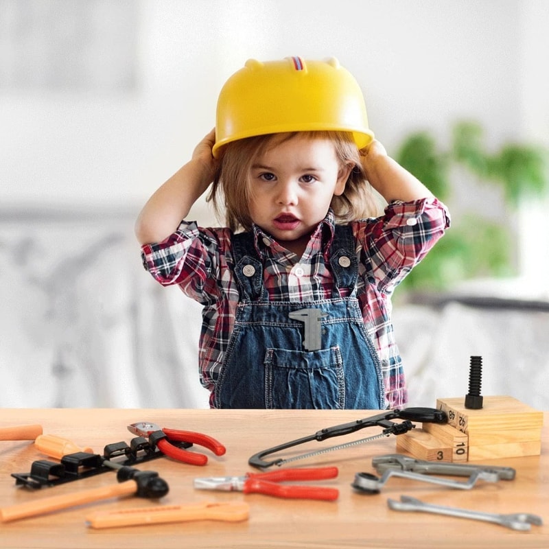 Kids Toys Repair Tools Set for Boy, Safe Plastic Maintenance Tools, Pretend Play Toy with Hammer, Screwdriver, Tongs