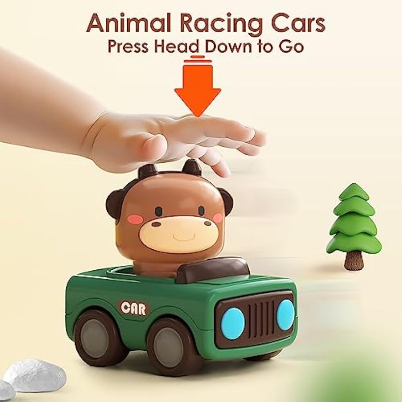 Baby Push Go Friction Car Toys Press And Go Car Toys For Toddlers Baby Animal Racing Cars 2