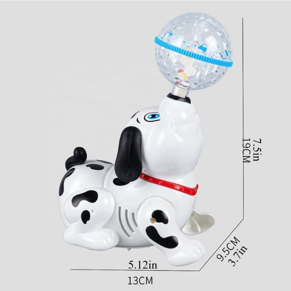Dancing Dalmatian Dog with Ball, Colorful Flashing Lights, Spinning Toy for Small Babies & Toddlers