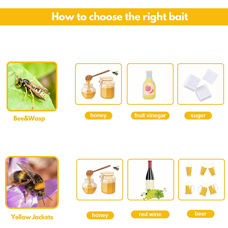 Reusable Bee Trap Catcher For Hornets Solar Wasp Traps Hanging Yellow Jacket Trap With UV LED Light 3