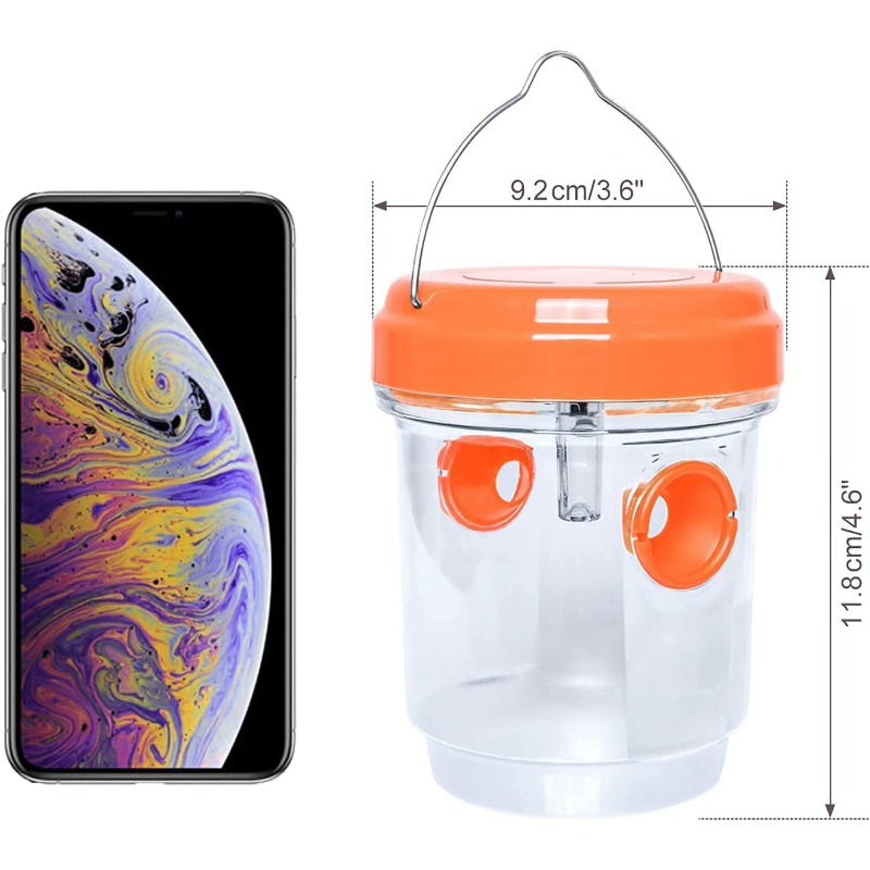 Reusable Bee Trap Catcher For Hornets Solar Wasp Traps Hanging Yellow Jacket Trap With UV LED Light 5