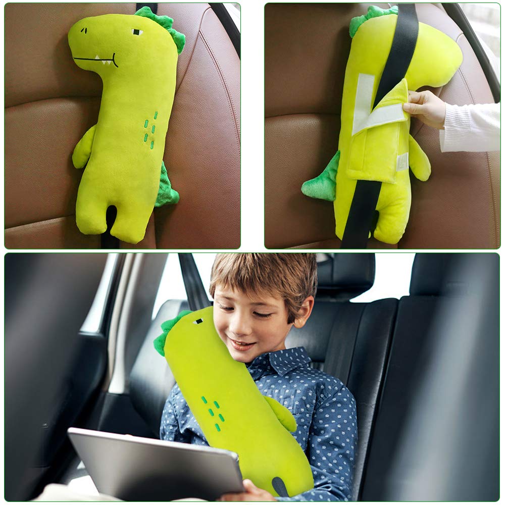 Seatbelt Cover for Girl Boy Baby, Dinosaur Car Pillow for Kids, Toddler Seat Belt Cushion