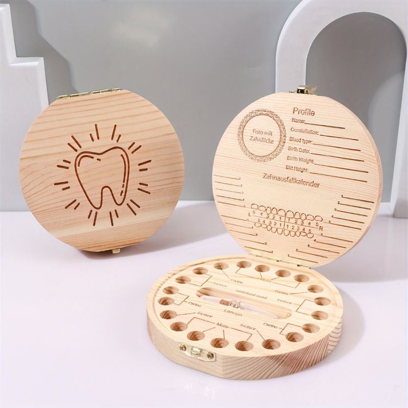 Wooden Tooth Storage Box for Kids, Baby Tooth Organizer, Milk Teeth Storage Box, Collecting Teeth & Umbilical Cord Box
