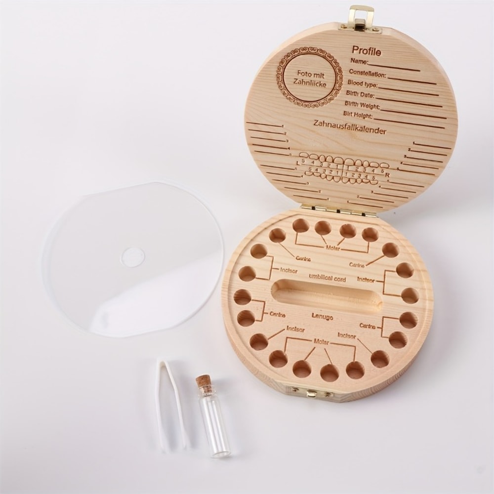 Wooden Tooth Storage Box for Kids, Baby Tooth Organizer, Milk Teeth Storage Box, Collecting Teeth & Umbilical Cord Box