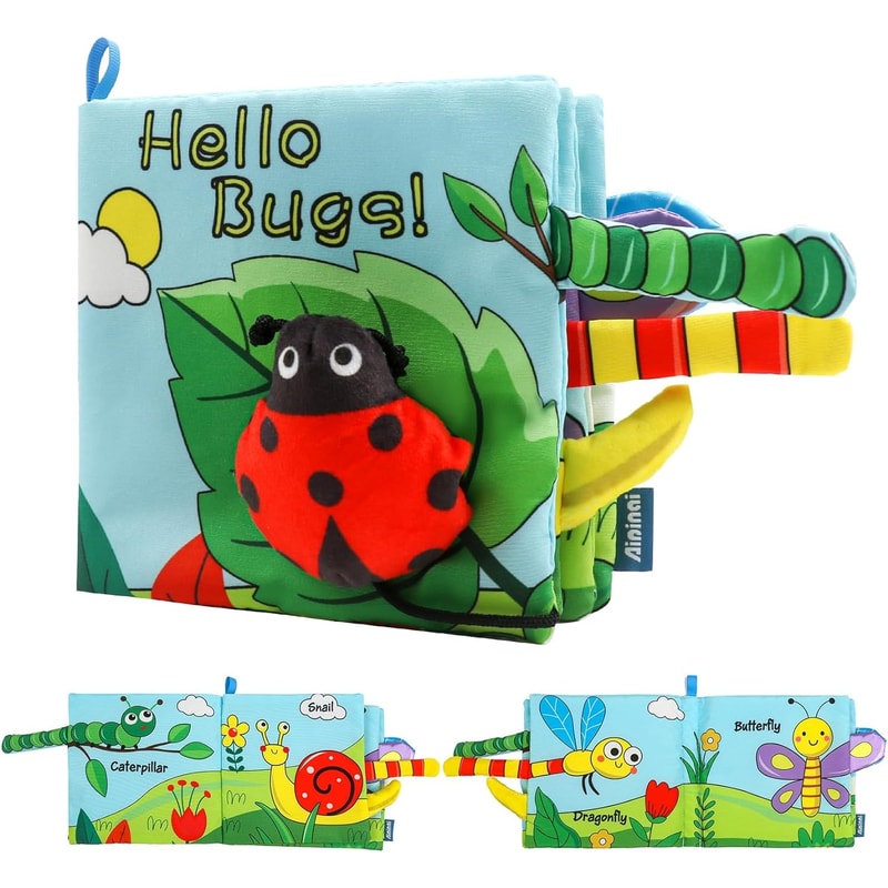 Crinkle Cloth Book, Baby Soft Books Toys, Marine Animal Tails for Infant, Interactive Stroller Soft Toys, Early