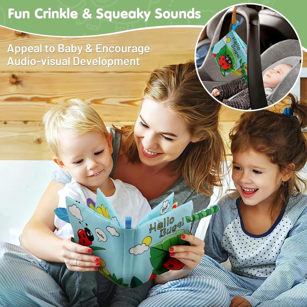 Crinkle Cloth Book, Baby Soft Books Toys, Marine Animal Tails for Infant, Interactive Stroller Soft Toys, Early