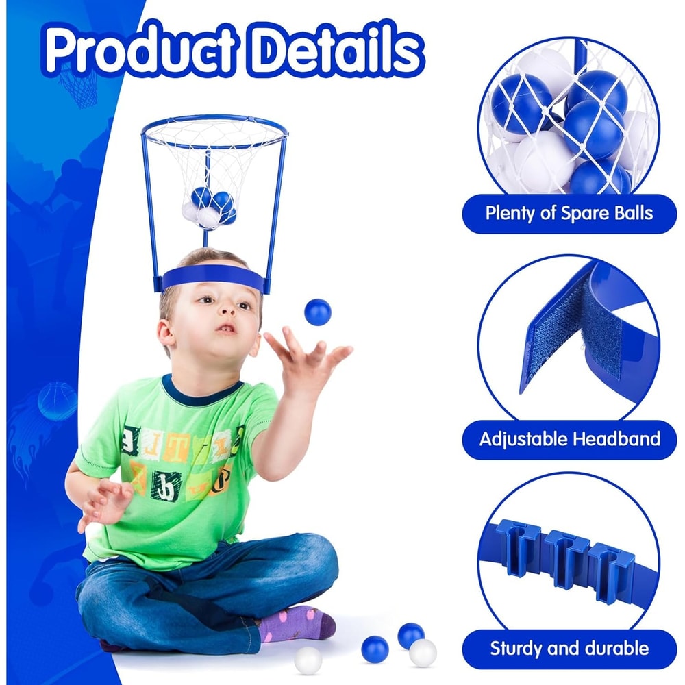 Adjustable Pack Head Hoop Basketball Party Game, Kids Adults Headband with Balls Fun Birthday Gift