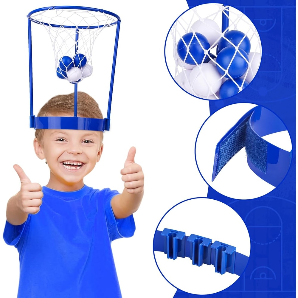 Adjustable Pack Head Hoop Basketball Party Game, Kids Adults Headband with Balls Fun Birthday Gift