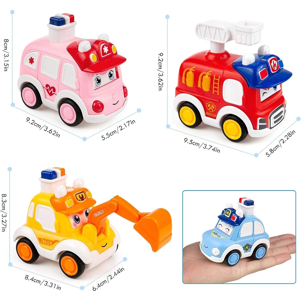 Press And Go Baby Animal Car Toys Police Car Fire Truck Construction Truck Ambulance For Kids Toddl 1