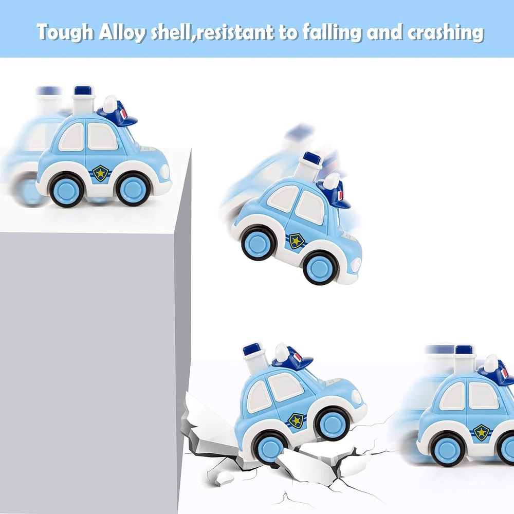 Press And Go Baby Animal Car Toys Police Car Fire Truck Construction Truck Ambulance For Kids Toddl 2