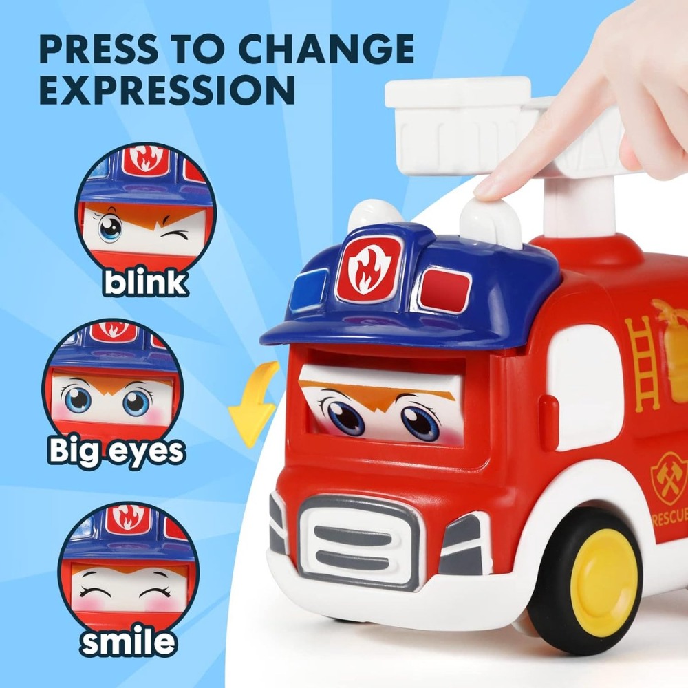 Press And Go Baby Animal Car Toys Police Car Fire Truck Construction Truck Ambulance For Kids Toddl 5