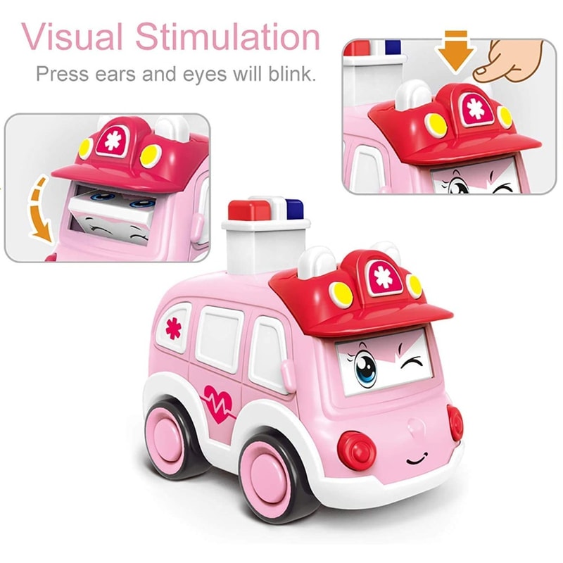 Press And Go Baby Animal Car Toys Police Car Fire Truck Construction Truck Ambulance For Kids Toddl 6