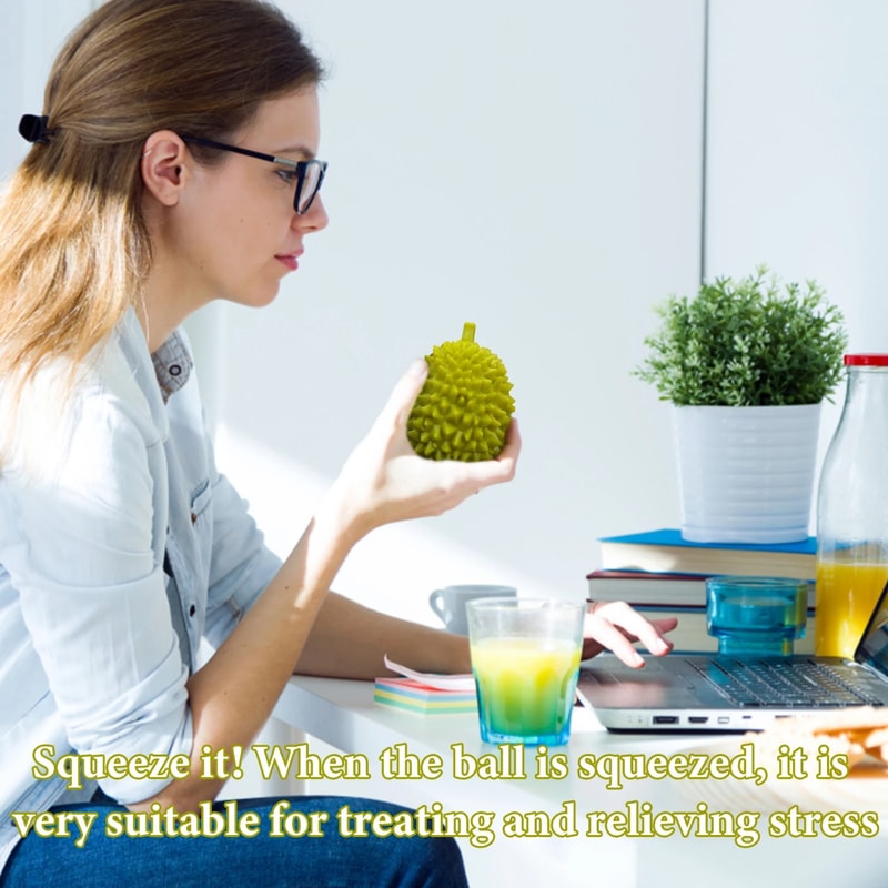 Squeeze Ball Soft Durian Squishy Stress Toys, Fruit Fidget for Adults and Kids