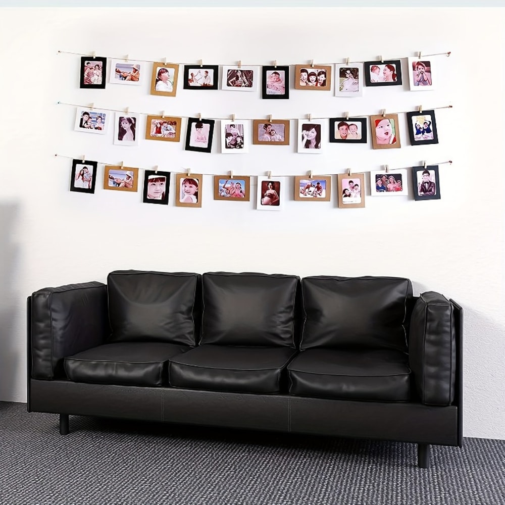 Kraft Paper Photo Frames for Hanging, Baby Picture Frame Display with Free Clips & Twine for Home Wall Decor