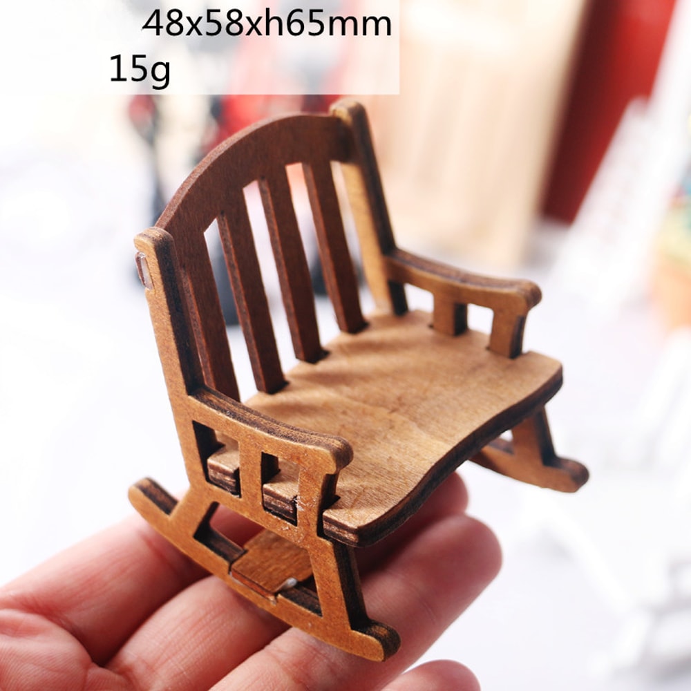 Tiny Mini Swing Rocking Chair Model Toys Decor Scale Wooden