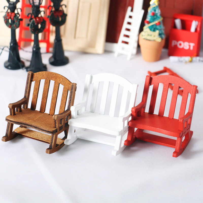 Tiny Mini Swing Rocking Chair Model Toys Decor Scale Wooden