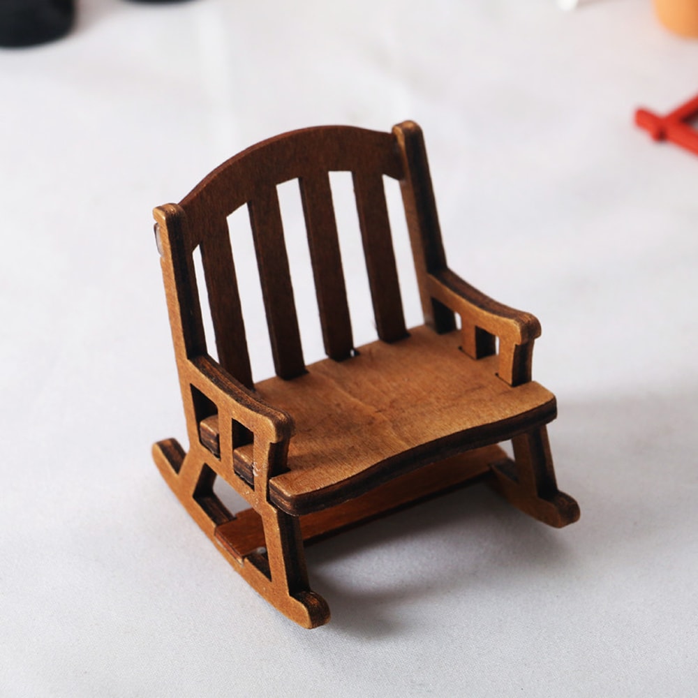Tiny Mini Swing Rocking Chair Model Toys Decor Scale Wooden