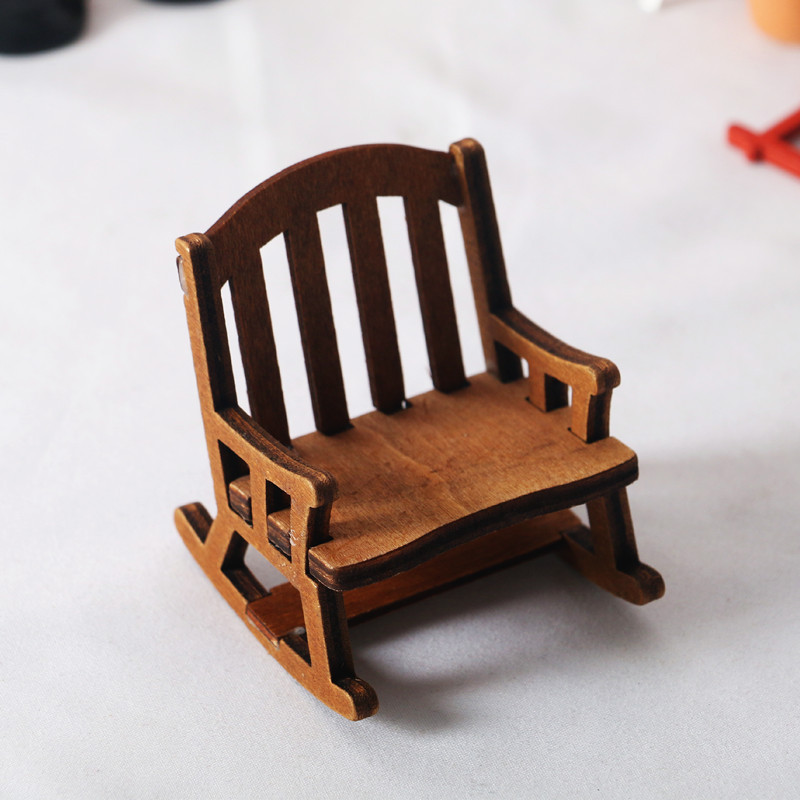 Tiny Mini Swing Rocking Chair Model Toys Decor Scale Wooden