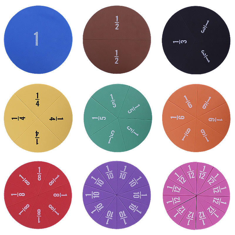 Montessori Math Toy for Children, Connecting Fraction Circles Unit Fraction Games, Rainbow Circle Fraction Manipulatives