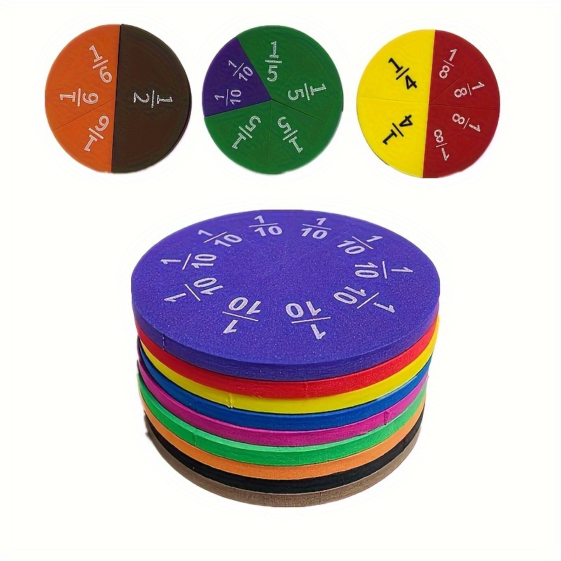 Montessori Math Toy for Children, Connecting Fraction Circles Unit Fraction Games, Rainbow Circle Fraction Manipulatives