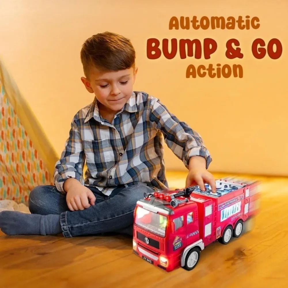 Real Firetruck Siren Sound Fire Truck Toy for Boys & Girls | Push Toy Car for Toddlers with Sound & Light | Birthday